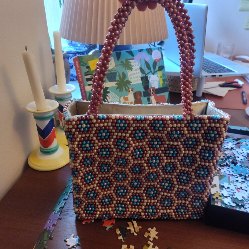 Rixo - Beaded Embellished Satin Handle Bag - Picture 3 of 5